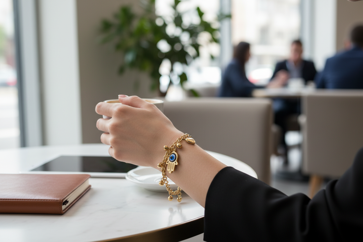 Hamsa Evil Eye Bracelet in Casual Meeting