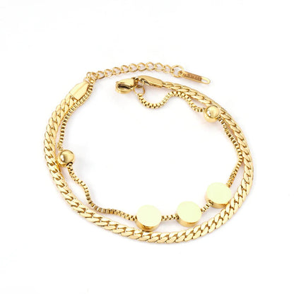 Elegant Gold Layered Chain Bracelet with Disc Charms