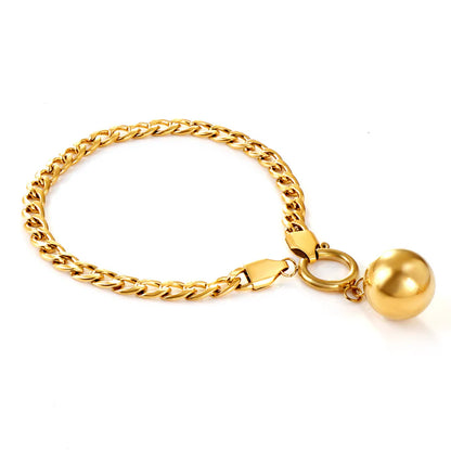 Gold-Tone Curb Chain Bracelet with Statement Ball Charm