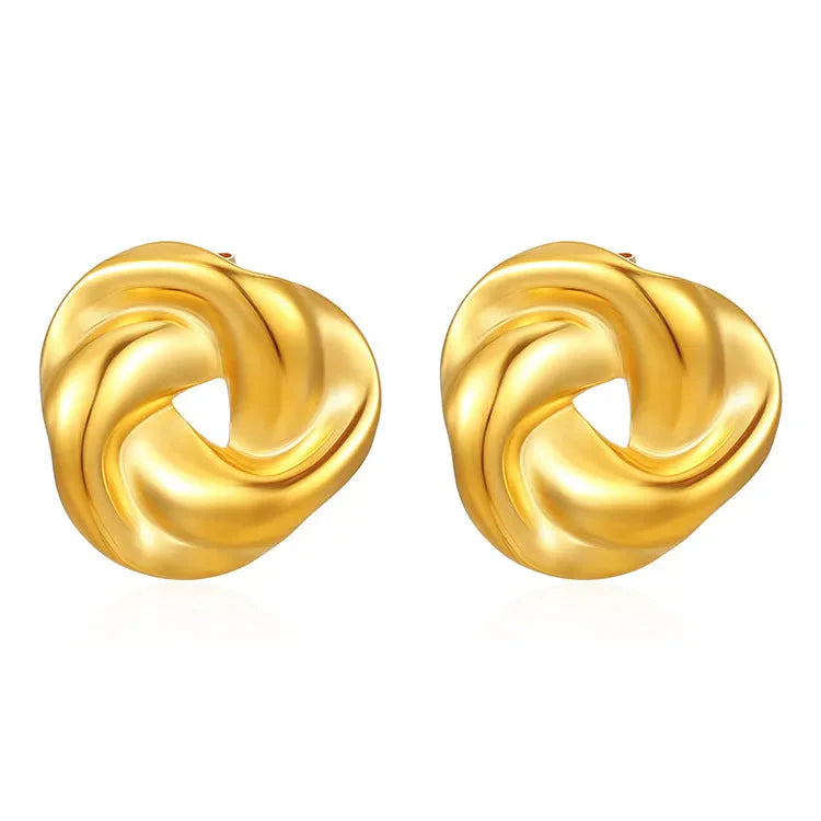 Elegant Gold Twisted Knot Stud Earrings