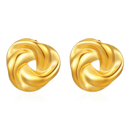 Elegant Gold Twisted Knot Stud Earrings