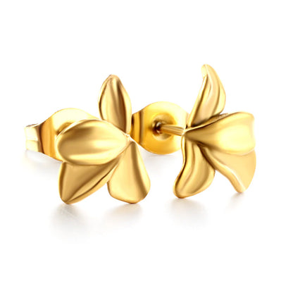 Elegant Gold Lily Pad Leaf Stud Earrings - Nature Inspired Glam