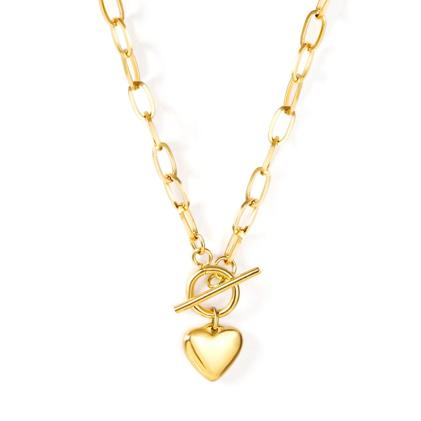 Chunky Gold Heart Toggle Necklace