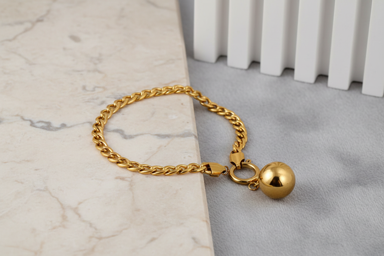 Chain Bracelet with Sphere on Elegant Background