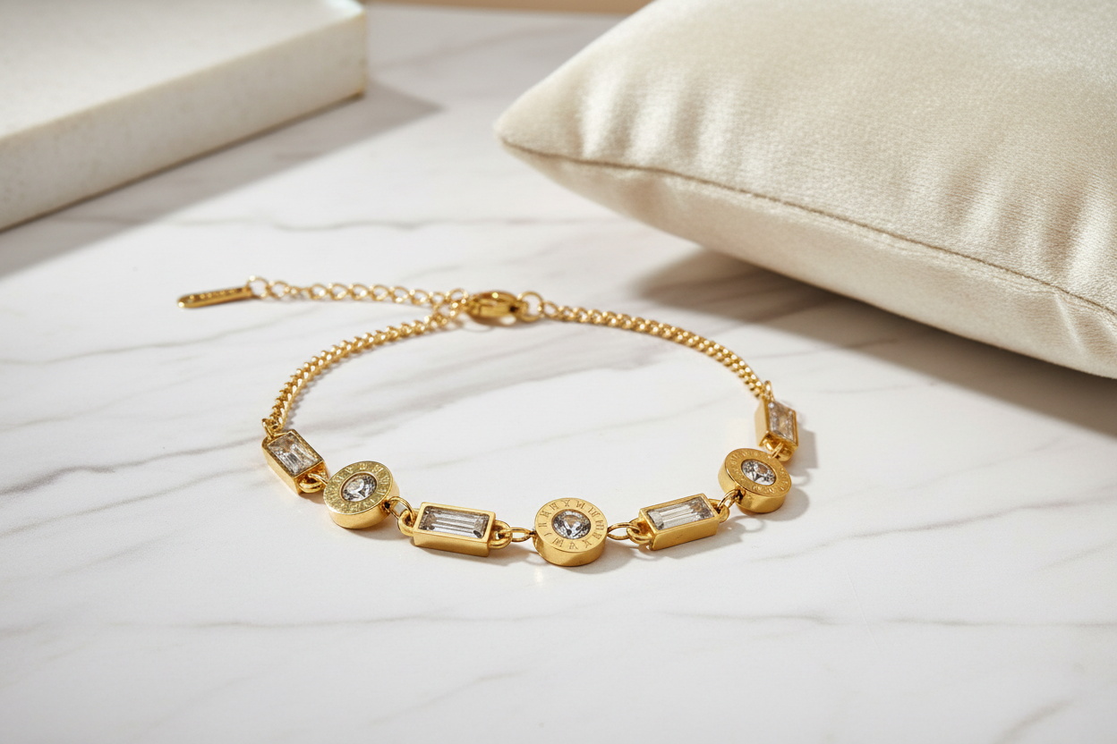 Crystal Bracelet on Elegant Background