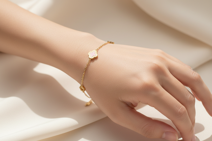 Flower Charm Bracelet on Model Hand