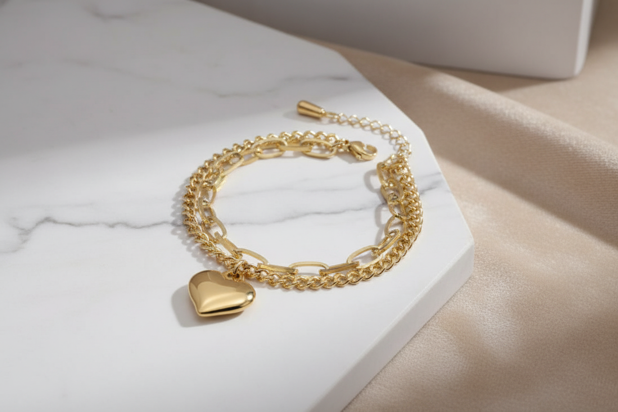 Heart Bracelet on Elegant Background