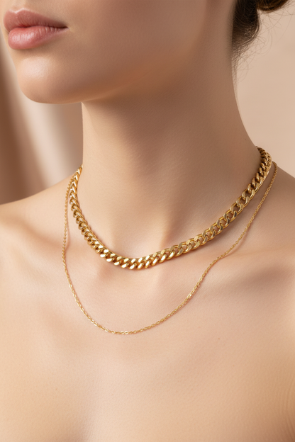 Layered Chain Necklace on Model