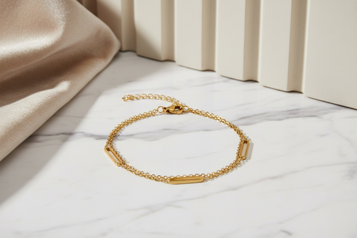 Minimalist Chain Bracelet on Elegant Background
