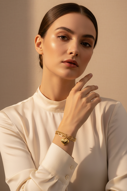Model Wearing Heart Bracelet